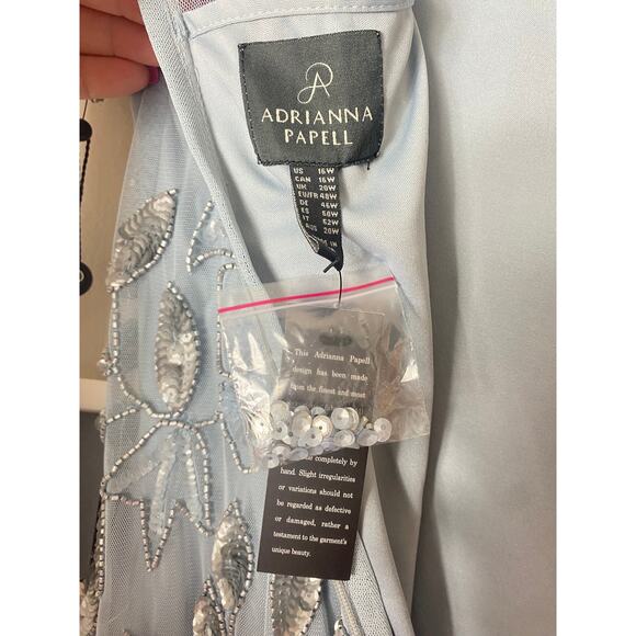 NWT ADRIANNA PAPELL DRESS GOWN 16W BLUE MOTHER OF THE BRIDE FORMAL EVENING - Picture 6 of 15